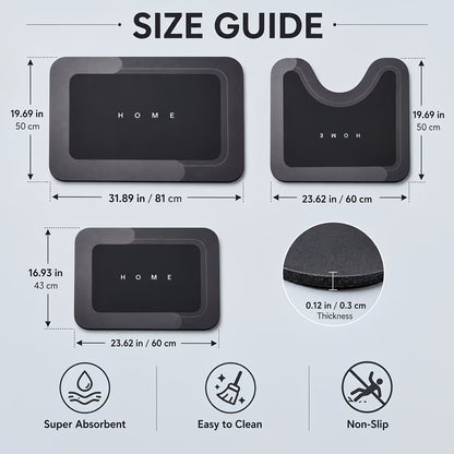 3pcs Absorbent Non-Slip Foot Mat