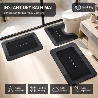 3pcs Absorbent Non-Slip Foot Mat